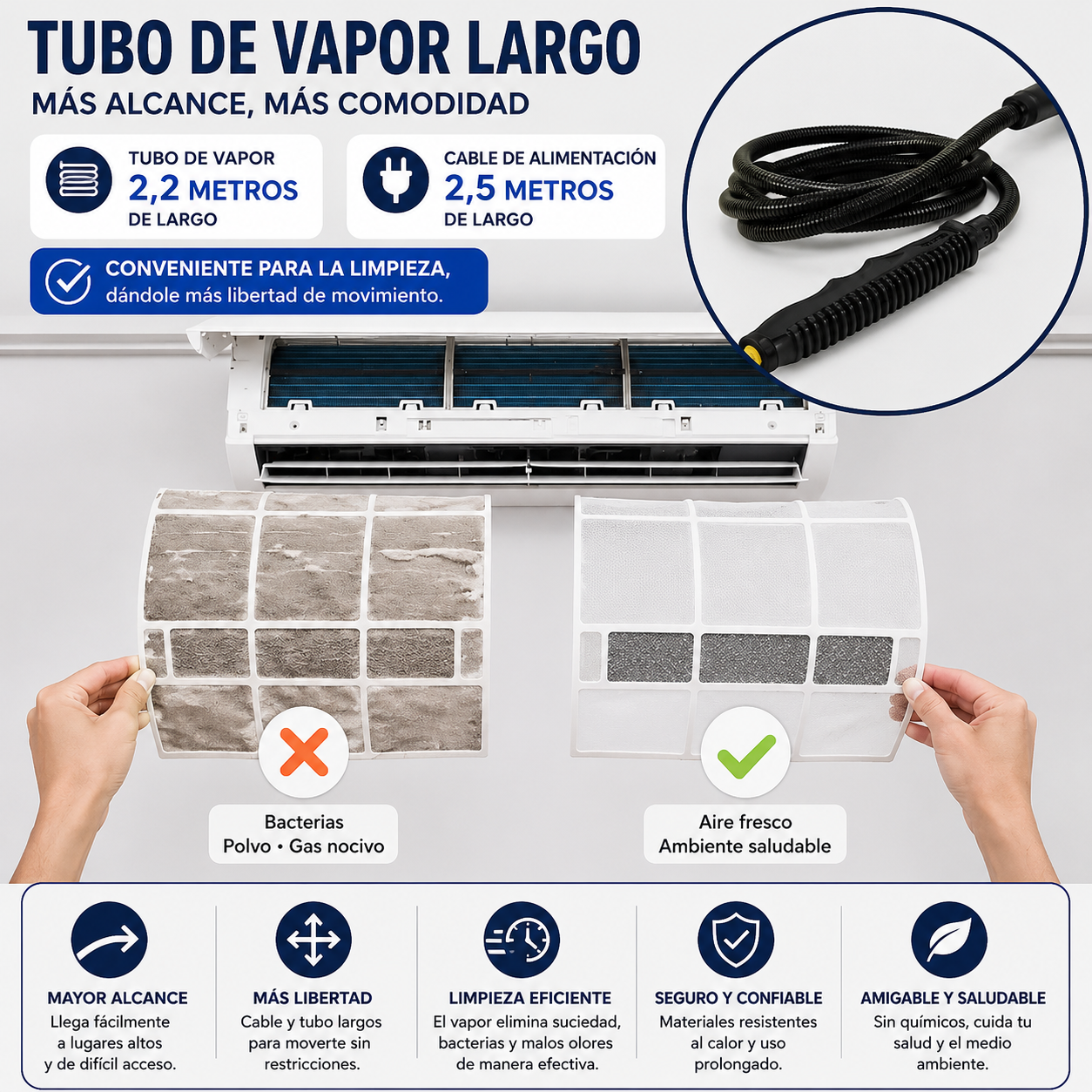Limpiador a Vapor 2500W — Elimina Grasa y Bacterias Sin Químicos 💨