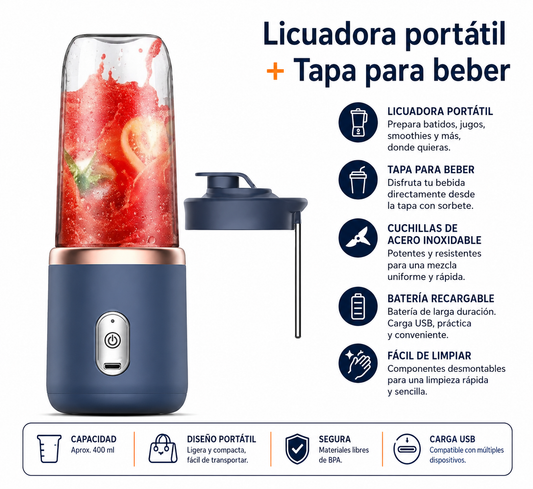 Mini Licuadora Portátil USB Recargable