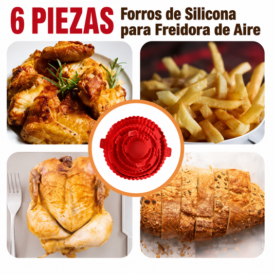 Kit de 6 Moldes de Silicona Antiadherente para Freidora de Aire