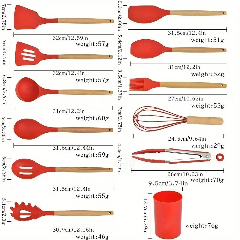 Set de Espátulas de Silicona 12 piezas para Cocina